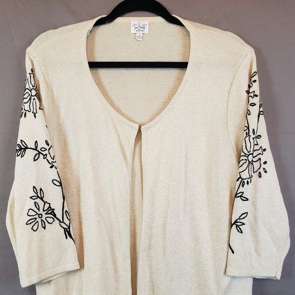 True Beauty by Emme Women's Size 2 Plus (XL) embroidered sleeves Sweater Jacket - Picture 1 of 15